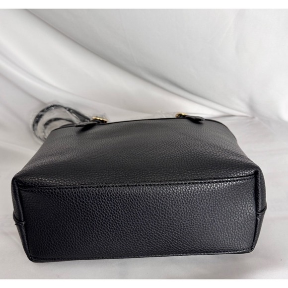 Anne Klein Black Pebble Leather Pocket Tote Bag Gold Hardware - Picture 7 of 10